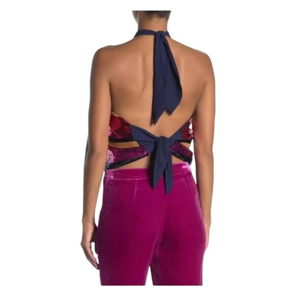 Trina Turk Colorful Sparkly Sequin Open Back Halter Top (NWT) - Picture 5 of 6